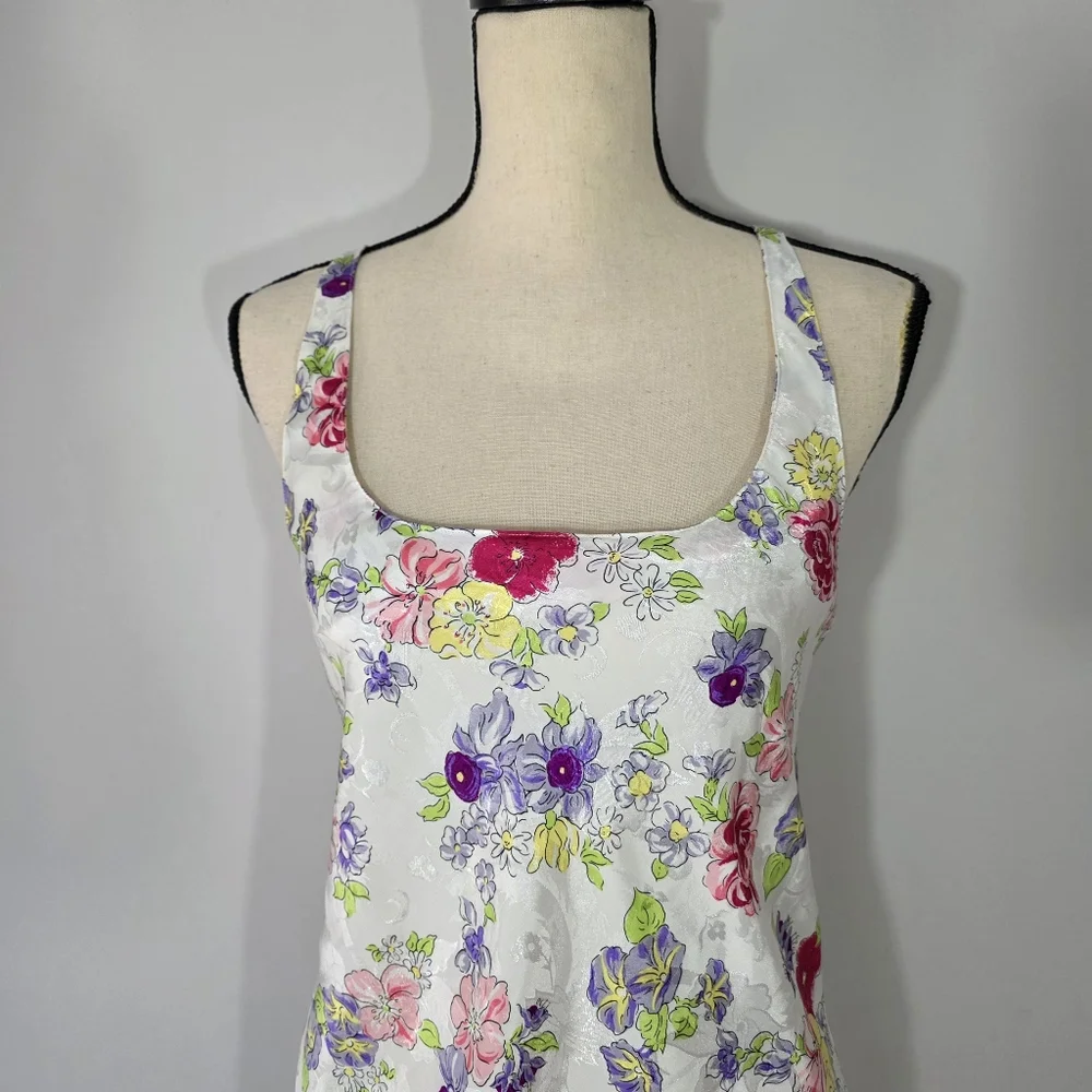 Vintage Victoria's Secret Gold Label Multi Floral Lace Chemise Nightgown Small‎